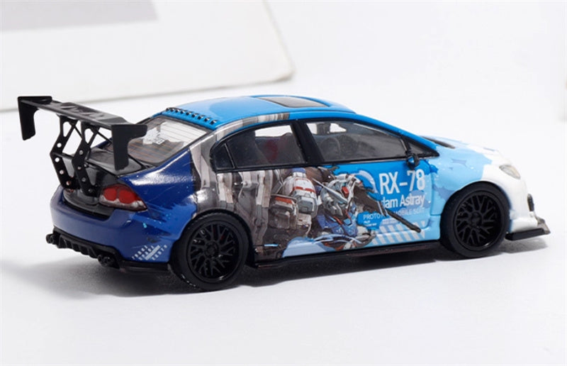 COOL.CAR Honda Civic FD2 explosive redesign mecha livery Blue regular version Limited Edition 500PCS ONLY 1:64 Car Pre-built Model view4