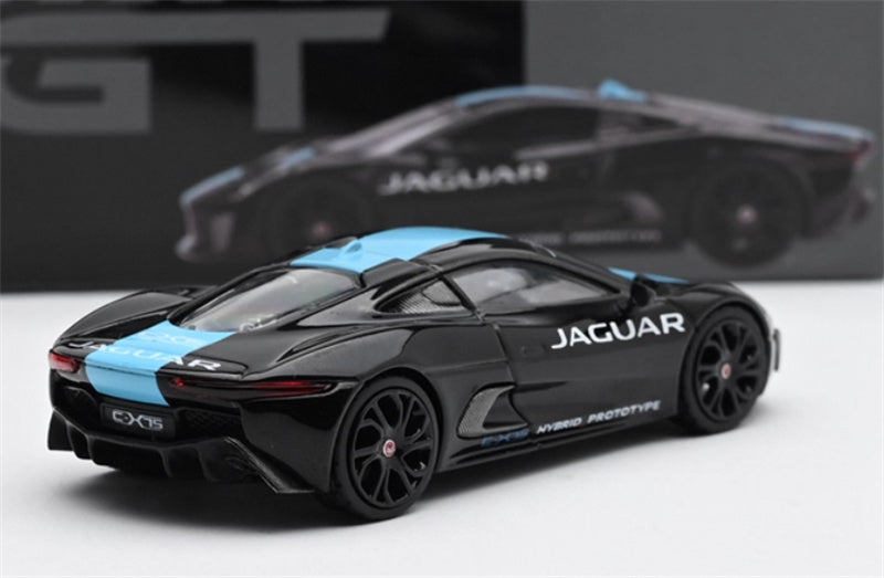 MINIGT Jaguar C-X75 Black blue stripe color box packaging 1:64 Car Pre-built Model view4