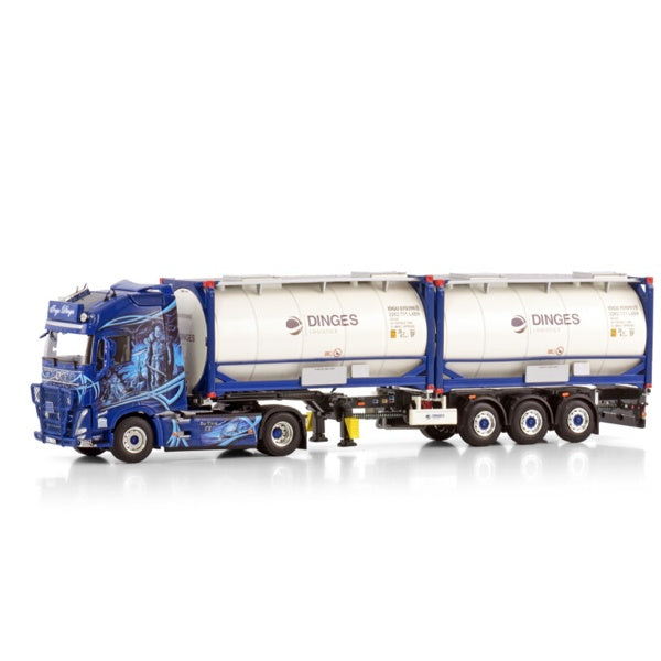 1:50 VOLVO INGO DINGES 4x2 + 2X20FT TANK CONTAINER WSI Diecast Model