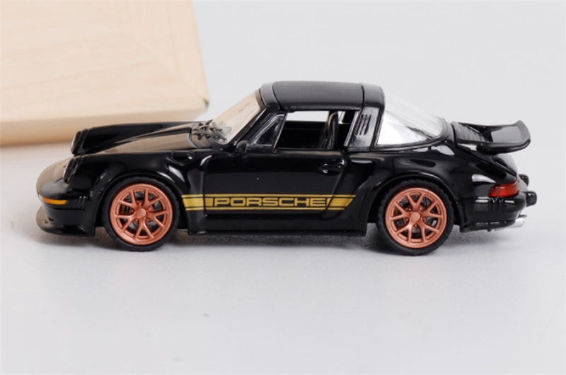 Rhino Model Porsche Singer Turbo Study 930 Black Convertible version 1:64 Car Pre-built Model view3