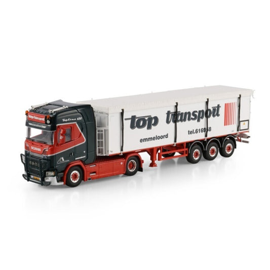 1:50 SCANIA TOP TRANSPORT S CS20H 4X2 BELT TRAILER 3 AXLE WSI   Diecast Model