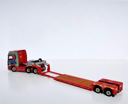 WSI SCANIA R HIGHLINE CR20H 6X2 TAG AXLE EURO LOW LOADER - 2 AXLE JAN HANSEN 1:50 Truck Pre-built Model