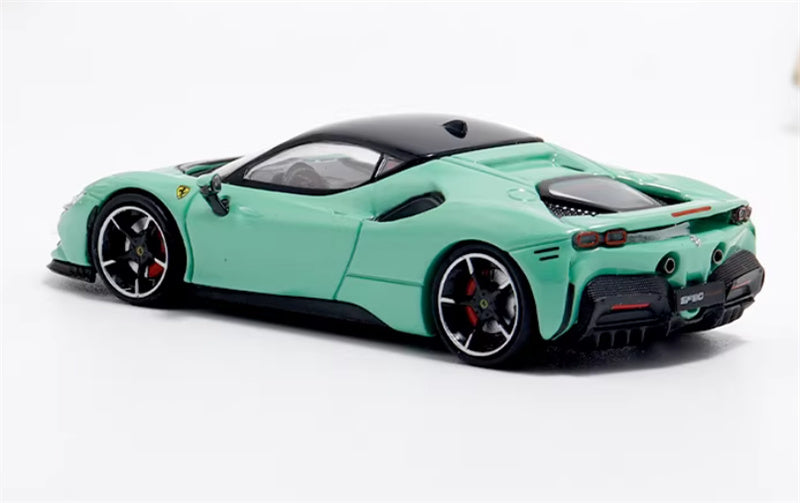 MJ Model Ferrari SF90 Prancing Horse supercar Green - Hardtop Limited Edition 1:64 Car Pre-built Airliner Model Display view2