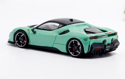 MJ Model Ferrari SF90 Prancing Horse supercar Green - Hardtop Limited Edition 1:64 Car Pre-built Airliner Model Display view2