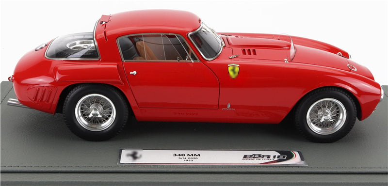 BBR MODELS Ferrari 340 MM S/N 0320 1953 red leather base Limited Edition 99PCS ONLY 1:18 Car Pre-built Model view3
