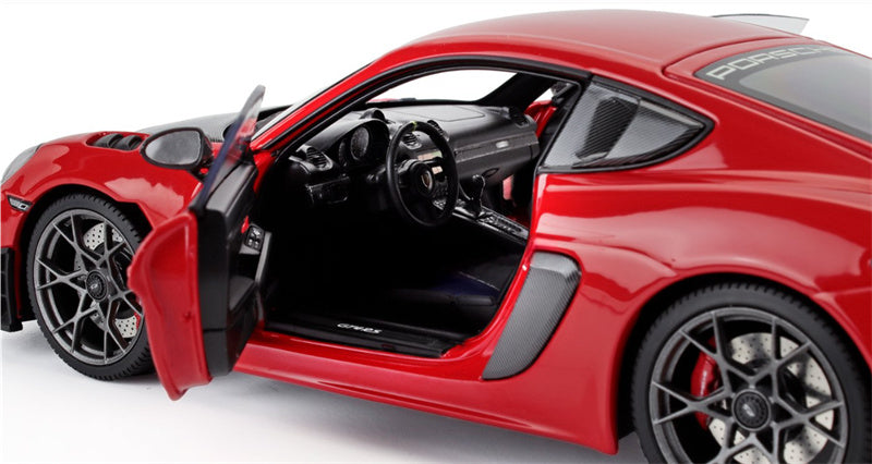 1:18 PORSCHE Cayman GT4 RS 2024 Red Carbon Cover  MINICHAMPS Hard Top Tail Wing Edition DIECAST Car Model