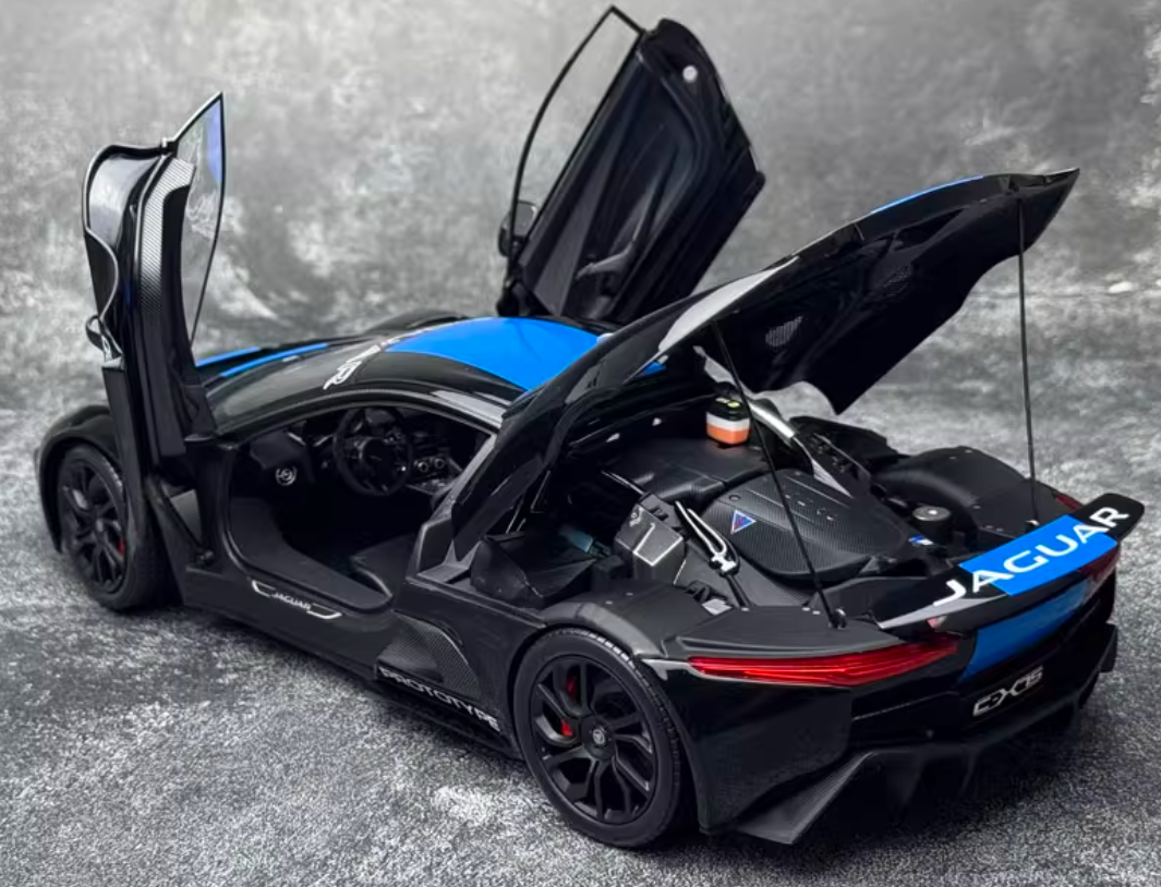 Almost Real Jaguar C-X75 2015 black blue decal Hybrid Prototype 1:18 Car Pre-built Model view12