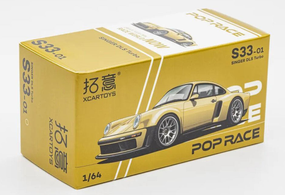 POPRACE 1:64 Porsche 964 Singer DLS Turbo modified Diecast Model Goldern