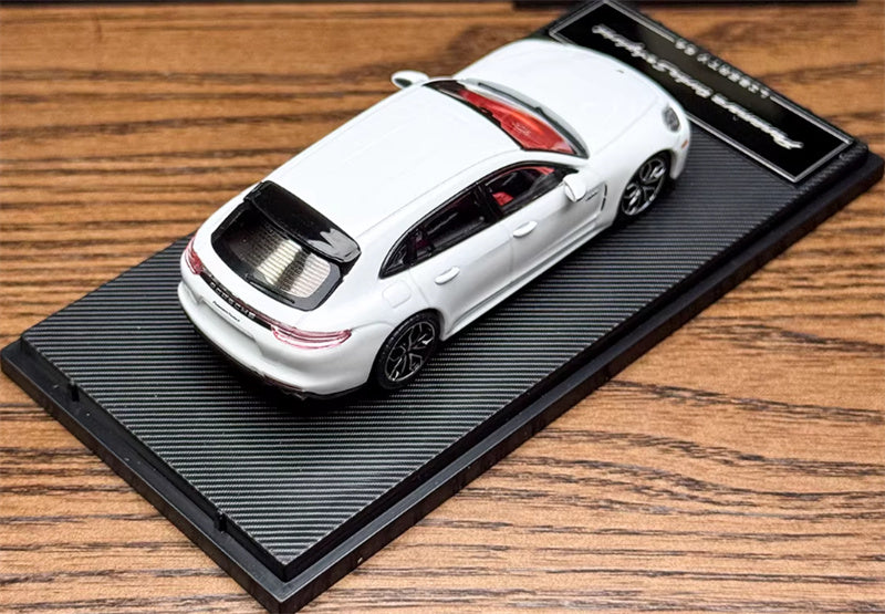 Liberty 64 Porsche Panamera Turbo S pearl white w/ Figure and wheels 1:64 Car Pre-built Airliner Model Display view2