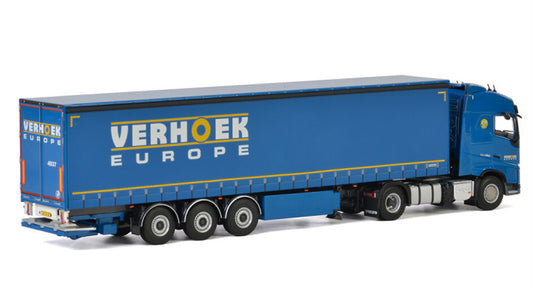 WSI VOLVO FH4 GLOBETROTTER 4x2 CURTAINSIDE / TAUTLINER TRAILER - 3 AXLE Verhoek Europe 1:50 Truck Pre-built Model