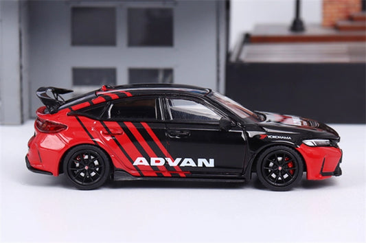 Hobby JAPAN Honda CIVIC TYPE R (FL5) ADVAN Red Black 1:64 Car Pre-built Model view2