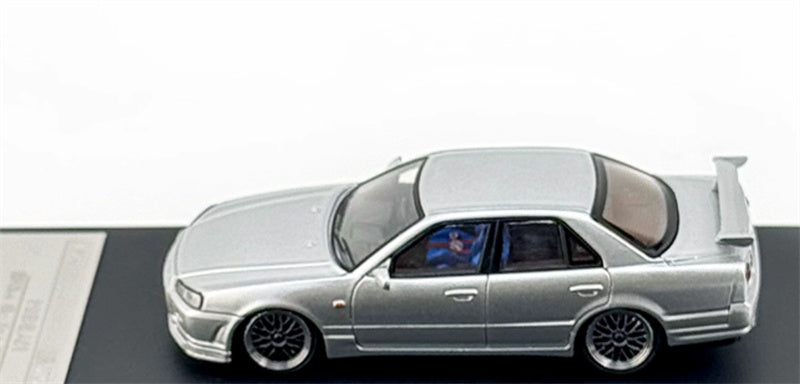 Mortal Nissan GTR ER34 25GT SKYLINE URAS Modified Edition BBS Wheel Silver Limited Edition 1:64 Car Pre-built Model view3
