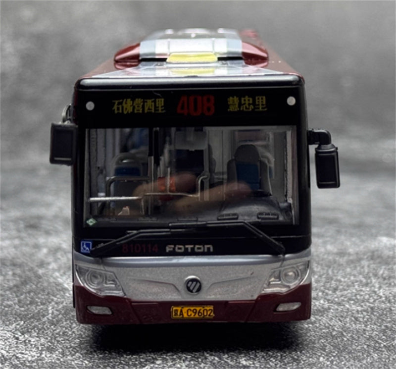 Beijing Public Transport Foton Ouhui BJ6123C7BDC-2 408 Route Bus burgundy 1:64 Bus Pre-built Model view9