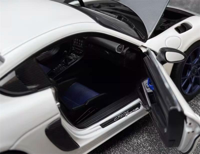 1:18 PORSCHE Cayman GT4 RS 2024 White carbon cover  Norev Hard top Tail Wing Edition DIECAST Car Model