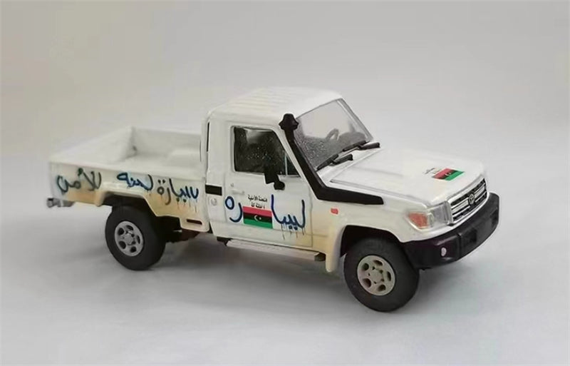 RHINO MODEL Toyota Land Cruiser LC79 White Dirty LX Pickup Truck 1:64 Truck Pre-built Model view2