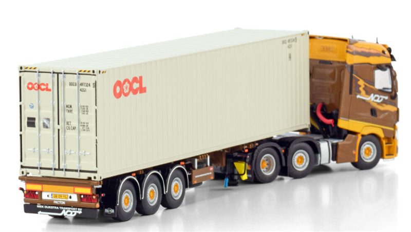 WSI RENAULT T HIGH 6X2 CONTAINER TRAILER - 3 AXLE + 40 FT CONTAINER Niek Dijkstra OOCL 1:50 Truck Pre-built Model