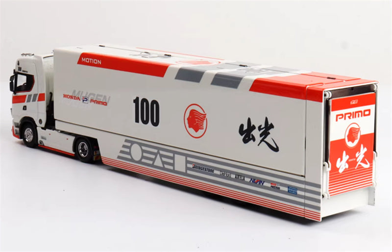 Max well Scania #S730 double-decker transport vehicle Red White Light 100 Coating 1:64 Truck Pre-built Airliner Model Display view2