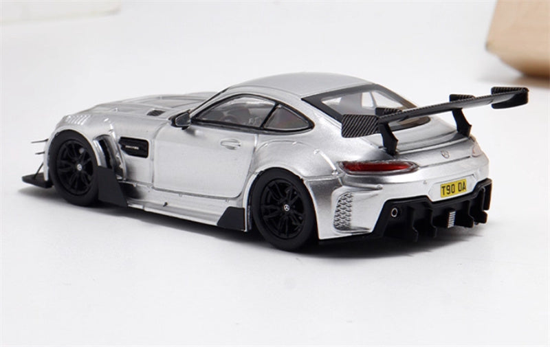BSC Mercedes AMG GT-S Carbonerre modified big rear wing sports car metallic silver Limited Edition 1:64 Car Pre-built Model view2
