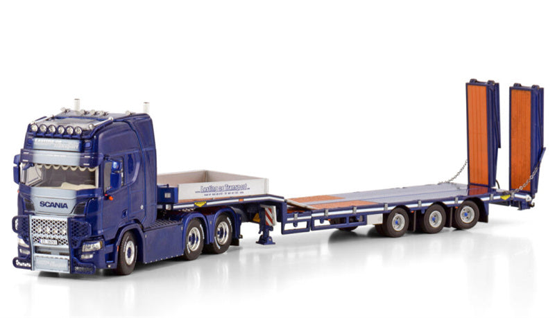 WSI SCANIA R HIGHLINE CR20H SEMI LOWLOADER - 3 AXLE WITH RAMPS Lasting & Transport ALTA 1:50 Model
