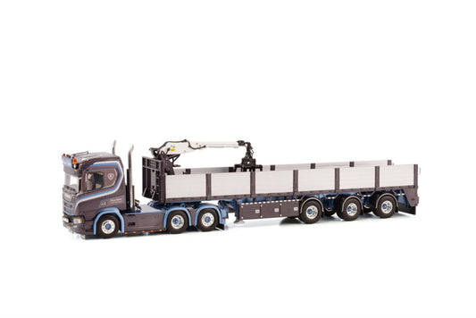 WSI SCANIA R NORMAL CR20N 6X2 TAG AXLE BRICK TRAILER - 3 AXLE EDWIN SALARI 1:50 Truck Pre-built Model