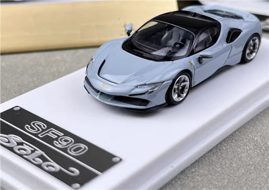 Solo Model Ferrari SF90 supercar Grey hardtop 1:64 Car Pre-built Airliner Model Display view1