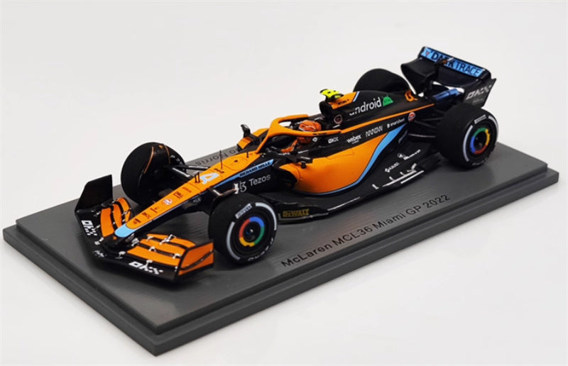 Spark McLaren MCL36 Miami #4 GULF GP 2022 LANDO NORRIS 1:43 Car Pre-built Model view1