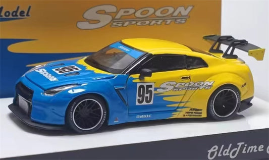 Oldtime Model Nissan GTR R35 LB PERFORMANCE wide body modification Spoon 95# coating 1:64 Car Pre-built Airliner Model Display view1