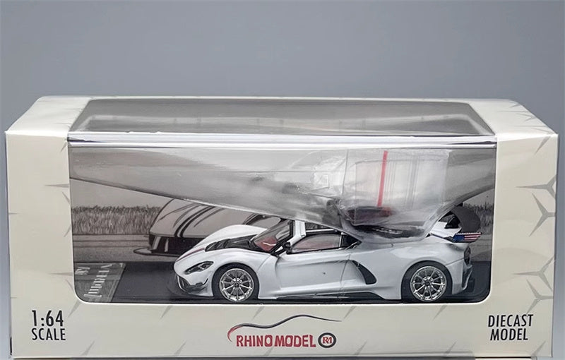 Rhino Model Hennessey Venom F5 Limited Edition 999PCS ONLY White w/ Figure 23# 1:64 Car Pre-built Model view8