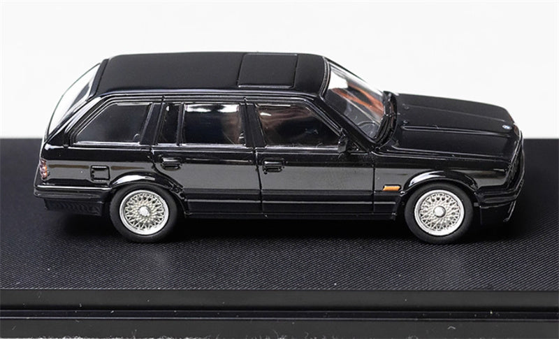 Mortal BMW E30 3 Series Touring regular version Openable Hood Pearl black - Silver Wheel Limited Edition 799PCS ONLY 1:64 Car Pre-built Model view3