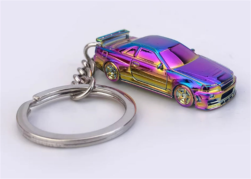 1:87 Nissan GTR34  Electroplating discoloration purple  SEEKER  DIECAST Keychain Model