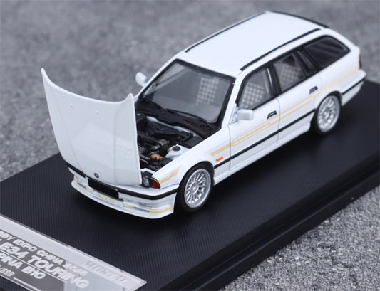 Mortal BMW E34 ALPINA B10 TOURING 5 Series wagon Pearl white Gold Strip Limited Edition 699PCS ONLY 1:64 Car Pre-built Model view1