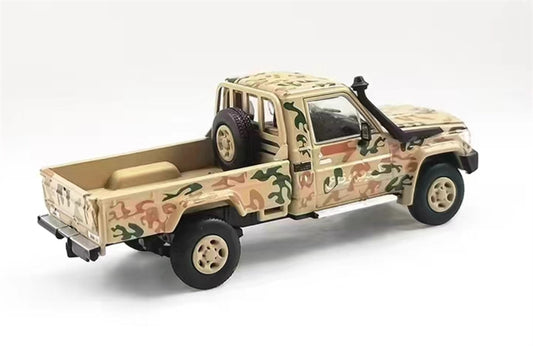 RHINO MODEL Toyota Land Cruiser LC79 Yellow Camo Pickup Truck Middle East Edition 1:64 Truck Pre-built Model view2