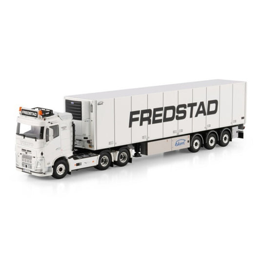 1:50 VOLVO FREDSTAD FH4 6X2 REEFER TRAILER 3 AXLE WSI  White Diecast Model