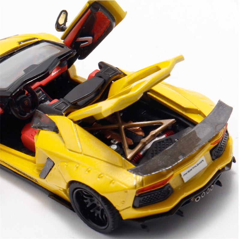 Rhino Model Lamborghini AVENTADOR LP700-4 LBWK Supercar Limited Edition 666PCS ONLY Yellow 1:64 Car Pre-built Model view6