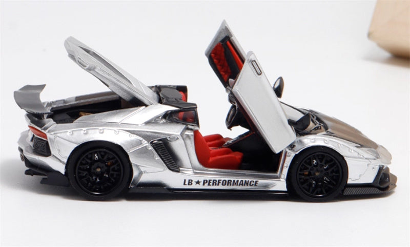 Rhino Model Lamborghini Aventador LP700-4 LBWK Convertible silver Limited Edition 499PCS ONLY 1:64 Car Pre-built Model view3