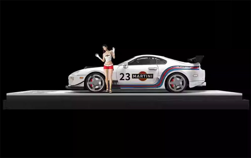TimeMicro Toyota Supra A80Z Martini w/ Figure version White base Limited Edition 999PCS ONLY 1:64 Car Pre-built Model view2