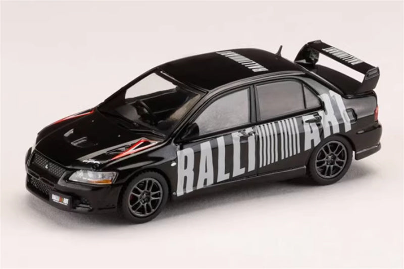 Hobby JAPAN MITSUBISHI LANCER EVOLUTION 7 GSR Black - Black Wheel 1:64 Car Pre-built Model view7