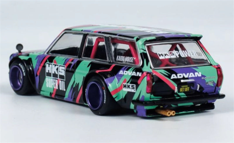KaidoHouse x MiniGT Datsun Kaido 510 Wagon HKS V1 color box packaging 1:64 Car Pre-built Model view3