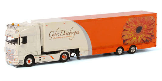 WSI  DAF XF SUPER SPACE CAB 4x2 SEMI BOX TRAILER - 2 AXLE Gebr. Driebergen 1:50 Truck Pre-built Model