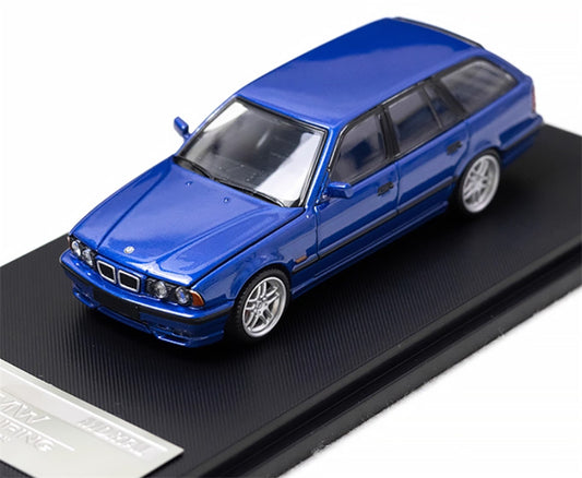 Mortal BMW E34 TOURING 5 Series Pearl Blue Regular Edition Limited Edition 799PCS ONLY 1:64 Car Pre-built Model view1