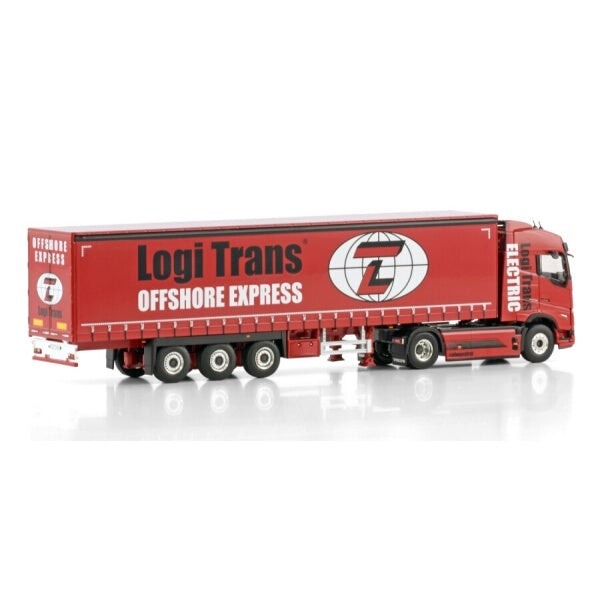 1:50 VOLVO LOGI TRANS FH5 4X2 CURTAINSIDE TRAILER 3 AXLE WSI  Red Diecast Model