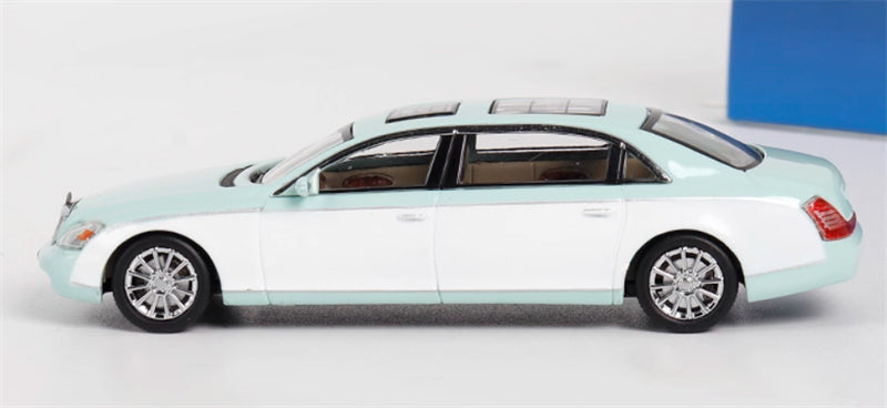 Stance Hunters Mercedes Maybach 62 Extended Edition T Blue / White 1:64 Car Pre-built Model view2