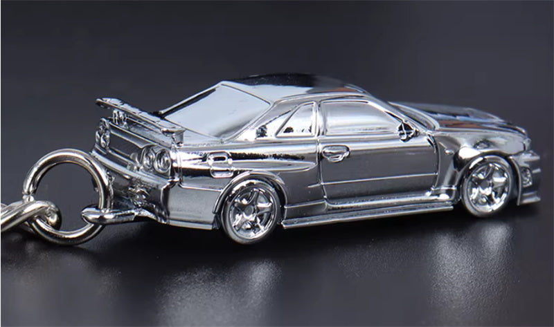 1:87 Nissan GTR34  silver plating  SEEKER  DIECAST Keychain Model