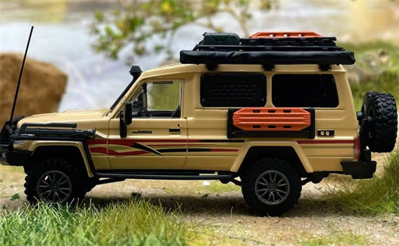 Autobots Models Toyota Land Cruiser LC78 J70 Off road modified version of personnel carrier Light yellow embossed version 1:64 Truck Pre-built Model view3