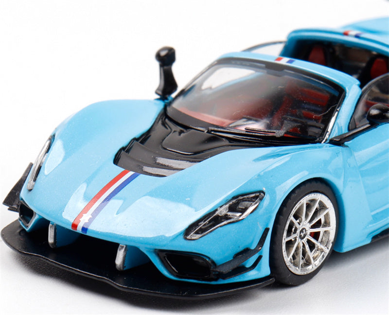 Rhino Model Hennessey Venom F5 Limited Edition 999PCS ONLY Light Blue w/ Figure 23# 1:64 Car Pre-built Model view9
