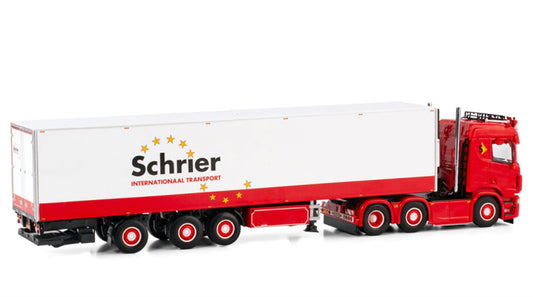 WSI  SCANIA R NORMAL CR20N 6X2 TWIN STEER REEFER TRAILER - 3 AXLE Schrier Internationaal Transport 1:50 Truck Pre-built Model