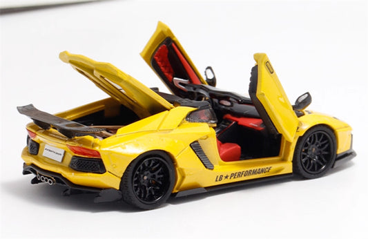 Rhino Model Lamborghini AVENTADOR LP700-4 LBWK Supercar Limited Edition 666PCS ONLY Yellow 1:64 Car Pre-built Model view2