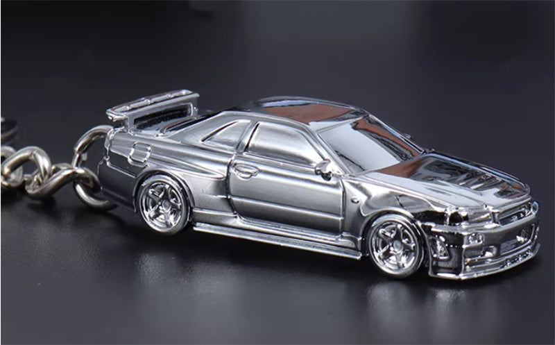 1:87 Nissan GTR34  silver plating  SEEKER  DIECAST Keychain Model