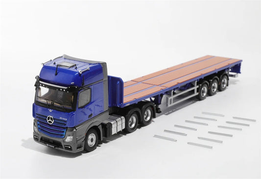 GCD Mercedes Benz Actros 3-Axle Gigaspace 6x2 Semi-trailer truck & scaleble Blue LHD 1:64 Truck Pre-built Model view1