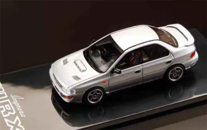Hobby JAPAN SUBARU IMPREZA WRX (GC8) 1992 with Engine Silver - Silver Wheel 1:64 Car Pre-built Model view3